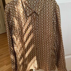 Vintage Silk Chain Pattern Button Down Shirt